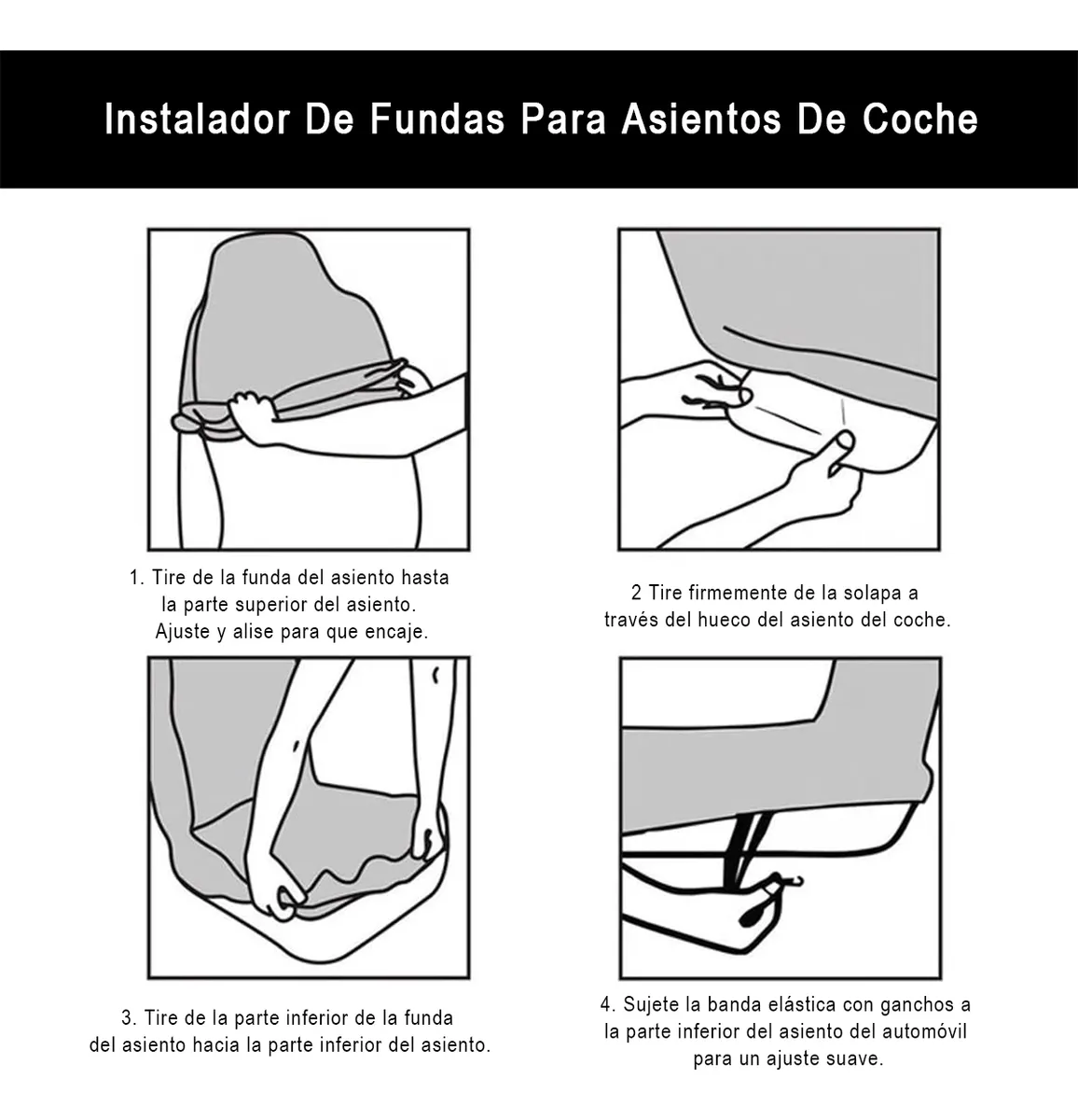 Cubre Asientos Fundas para Asientos Universales de Auto Coche Carro Juego Set Completo Color Negro con Azul