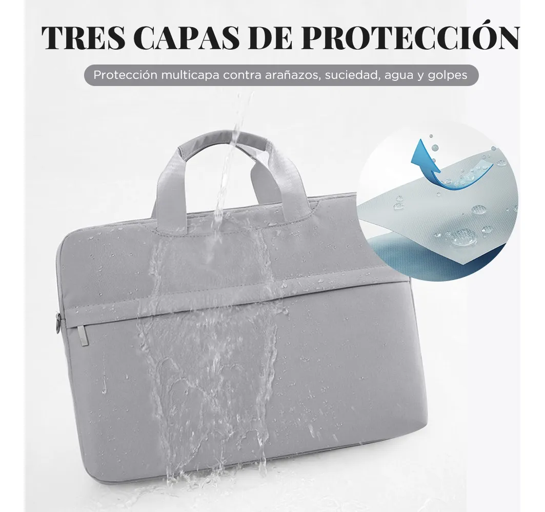 Funda para Laptop Protector para Computadora 13.3 In Tipo Maletin Portatil Multifuncional y Resistente Color Gris