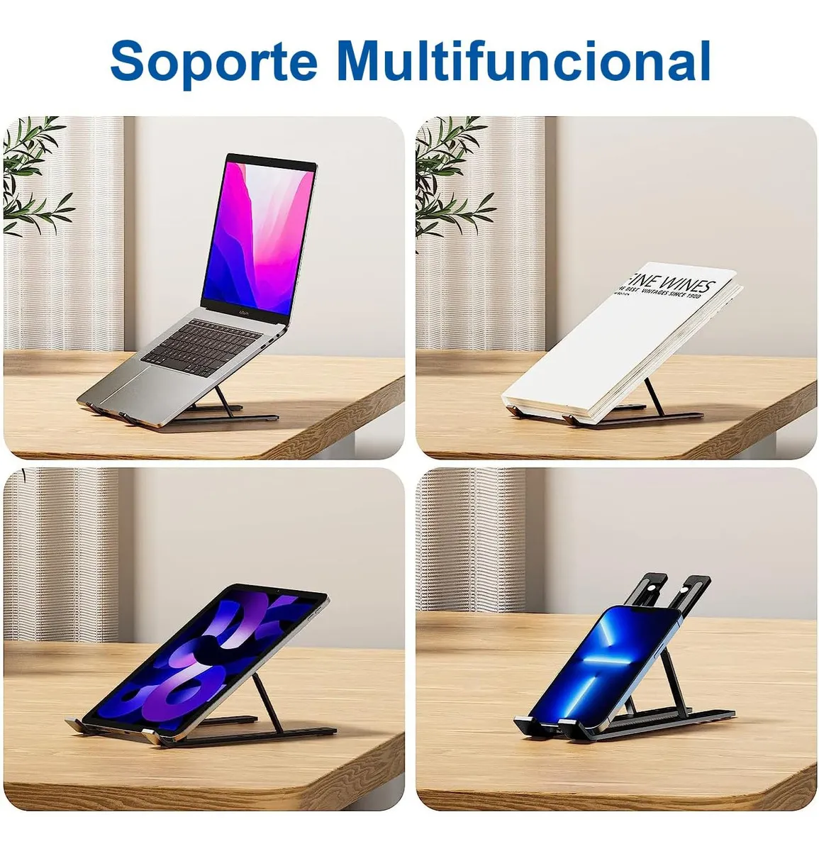 Base Soporte para Laptop Computadora Portatil Plegable Ajustable y Ergonomica Color Gris Plata