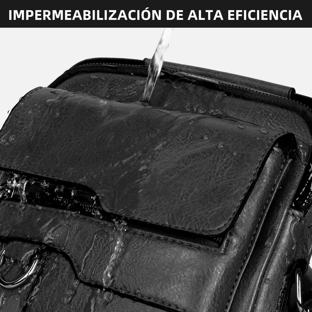 Bolso Mariconera Bandolera + Bolso Cremallera + Cartera + Billetera Piel Sintetica para Caballero Hombre Color Negro
