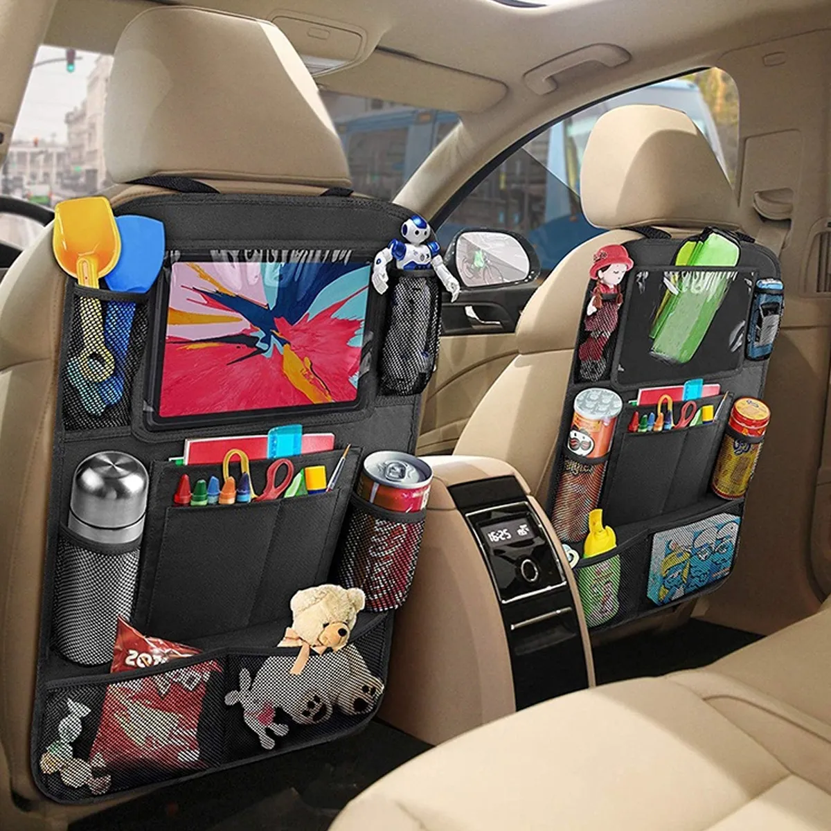 Organizador para Asiento Trasero de Auto Coche Carro Multifuncional Portatil y Plegable 2 Pz