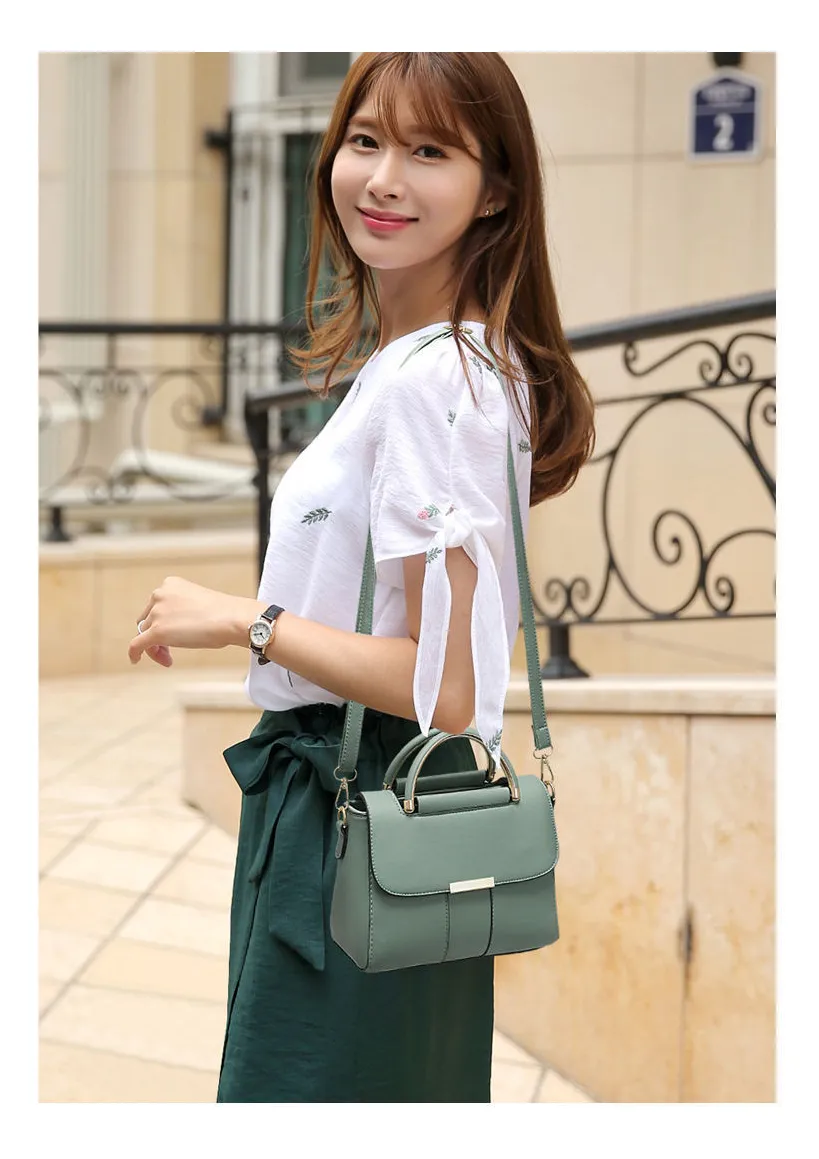 Bolsa de Mano Hombro Crossbody con Asas Moda Estilo Elegante Piel Sintetica para Dama Mujer Color Negro