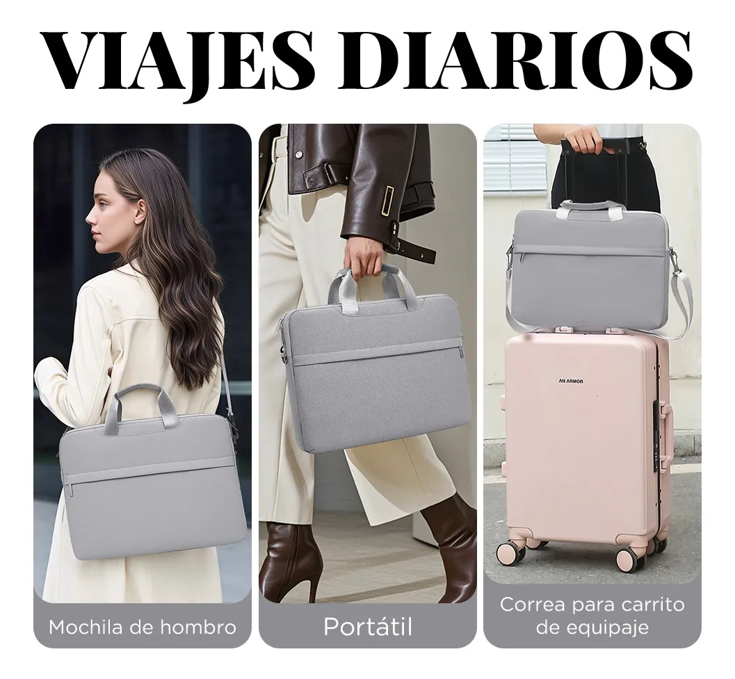 Funda para Laptop Protector para Computadora 13.3 In Tipo Maletin Portatil Multifuncional y Resistente Color Gris