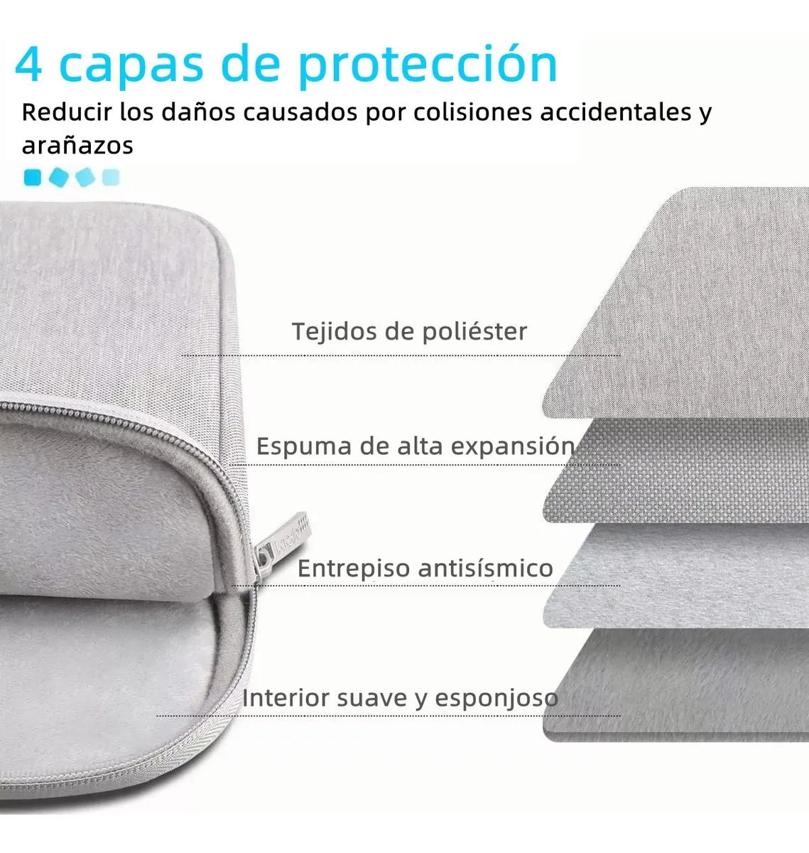 Funda para Laptop Protector para Computadora 15.6 In Tipo Bolsa Portatil Multifuncional y Resistente Color Gris