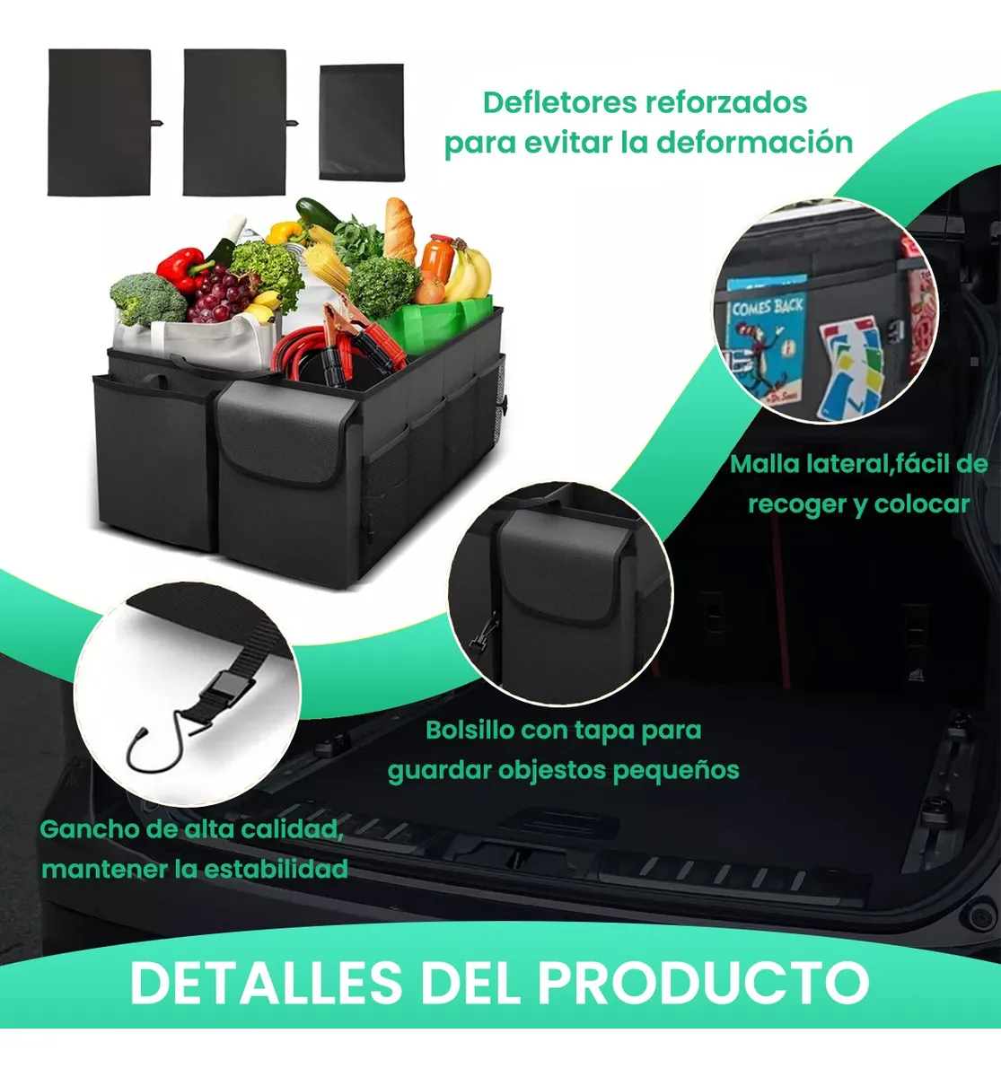 Caja Organizador de Cajuela para Auto Coche Carro Ajustable Portatil para Accesorios y Herramientas
