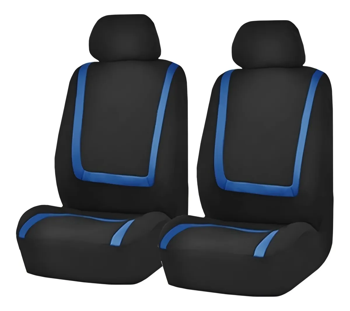 Cubre Asientos Fundas para Asientos Universales de Auto Coche Carro Juego Set Completo Color Negro con Azul