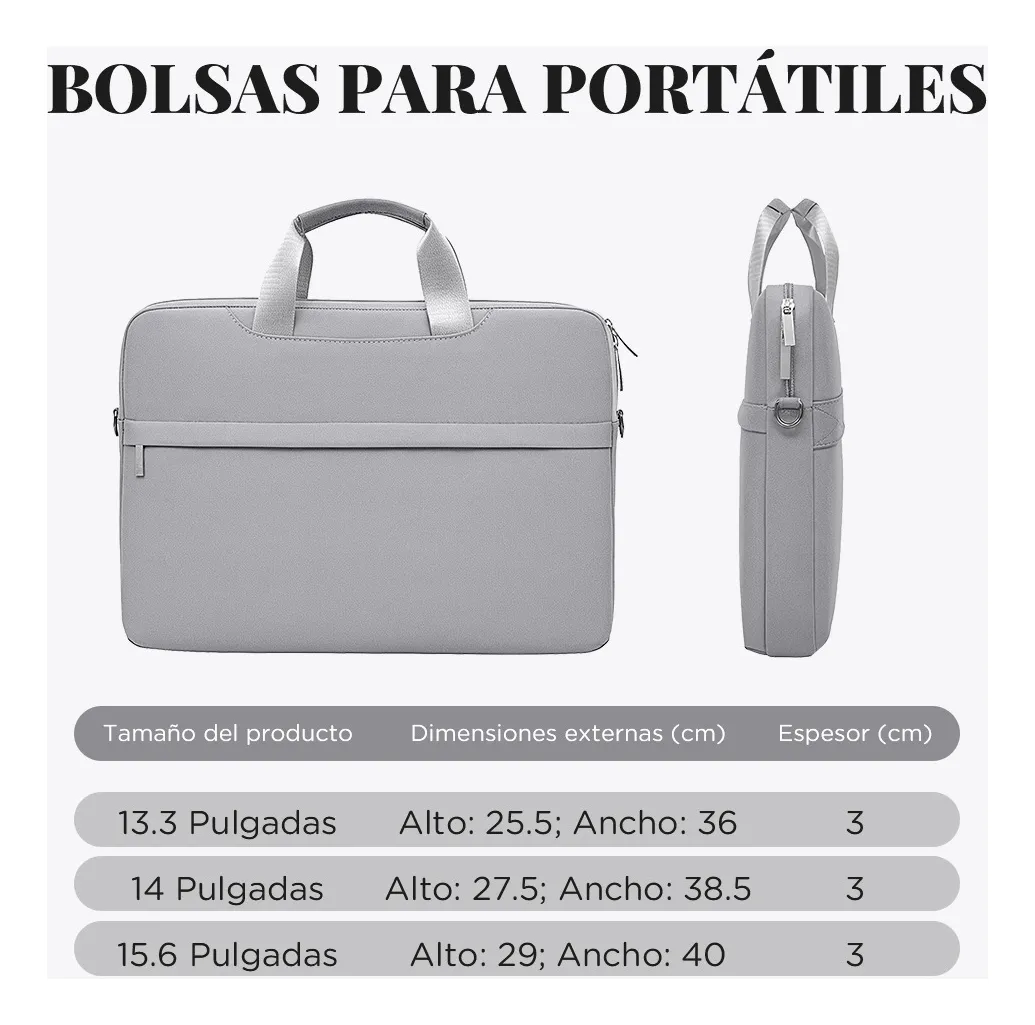 Funda para Laptop Protector para Computadora 13.3 In Tipo Maletin Portatil Multifuncional y Resistente Color Gris