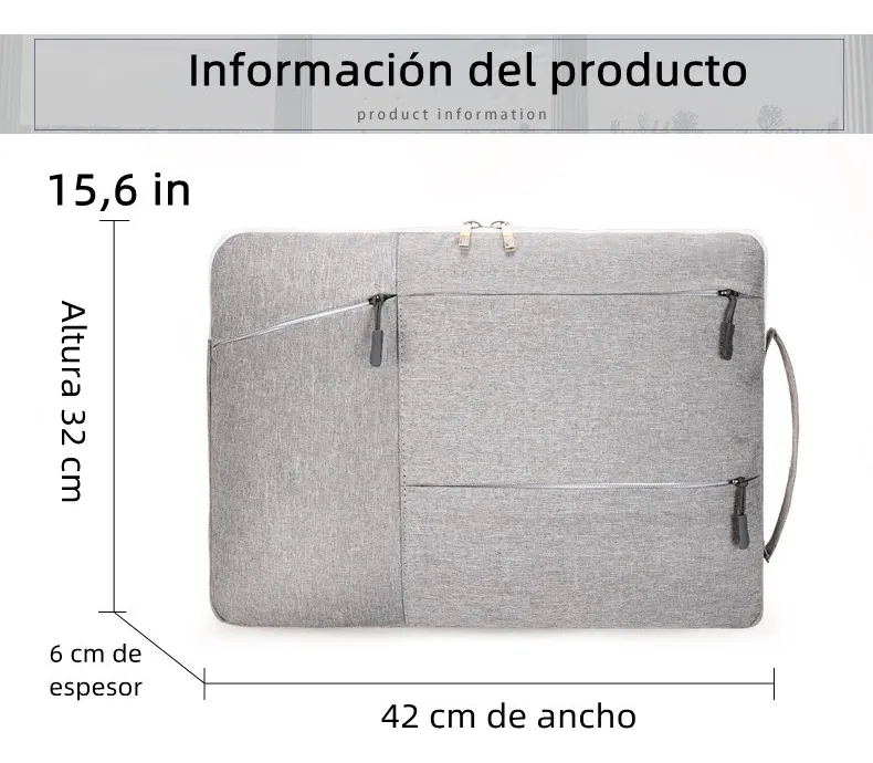 Funda para Laptop Protector para Computadora 15.6 In Tipo Bolsa Portatil Multifuncional y Resistente Color Gris