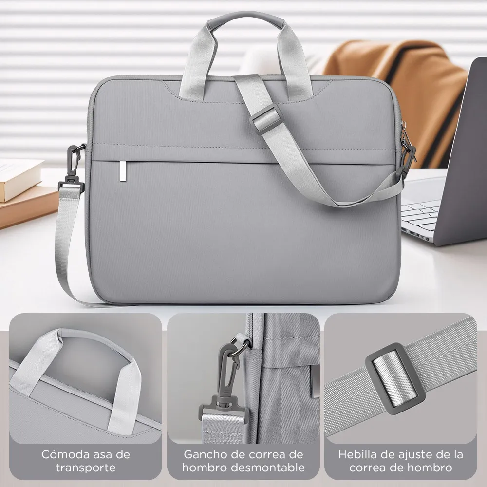 Funda para Laptop Protector para Computadora 13.3 In Tipo Maletin Portatil Multifuncional y Resistente Color Gris
