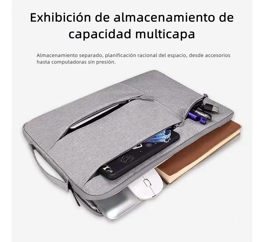 Funda para Laptop Protector para Computadora 15.6 In Tipo Bolsa Portatil Multifuncional y Resistente Color Gris