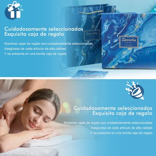 Vela Aromatica + Vaso Taza Acero Inoxidable y Mas Kit Set Spa de Lujo Caja de Regalo para Dama Mujer Color Azul