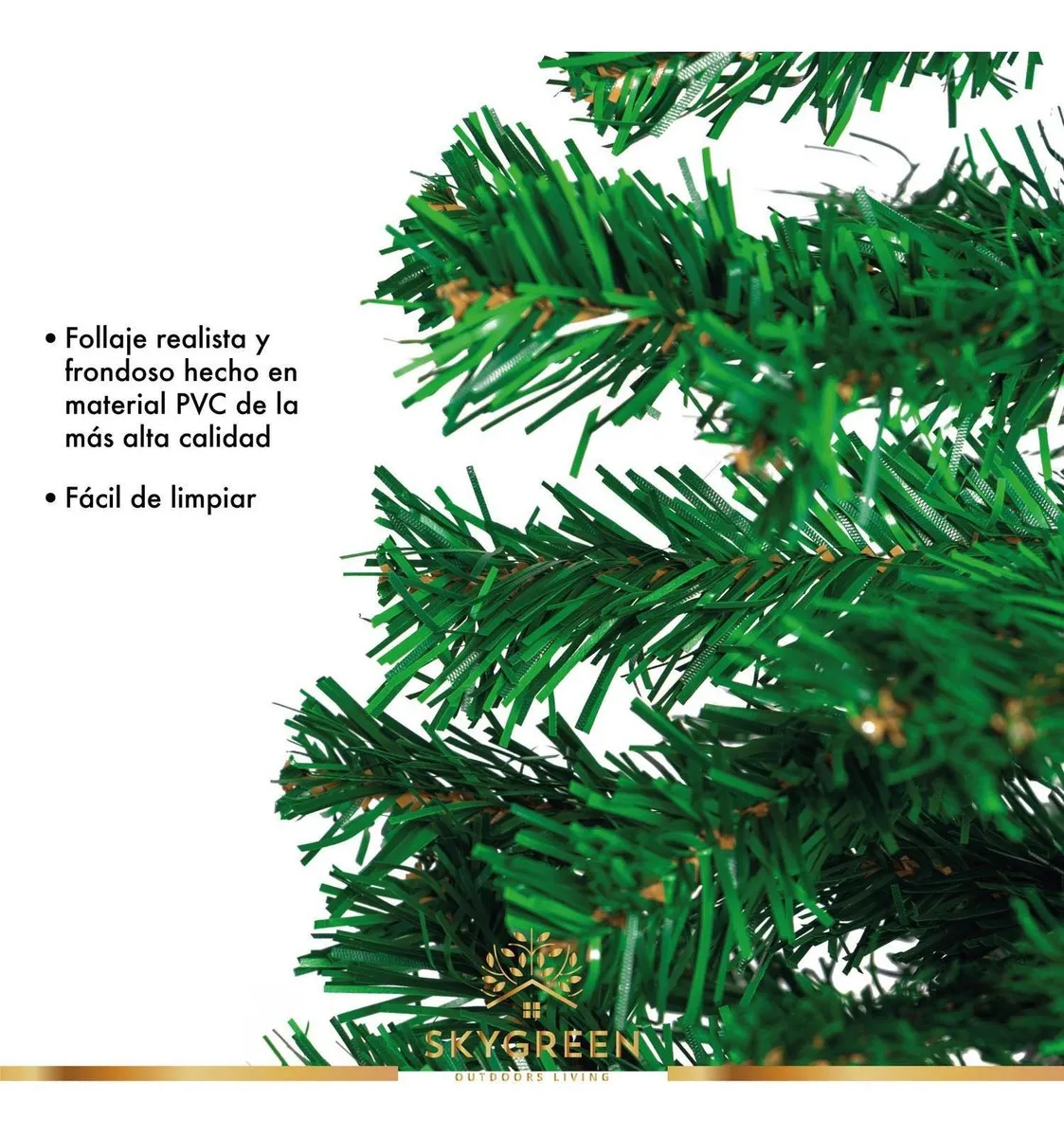 Arbol Navidad Pino Navideño Artificial Frondoso 1.80 m y 650 Ramas Follaje Color Verde