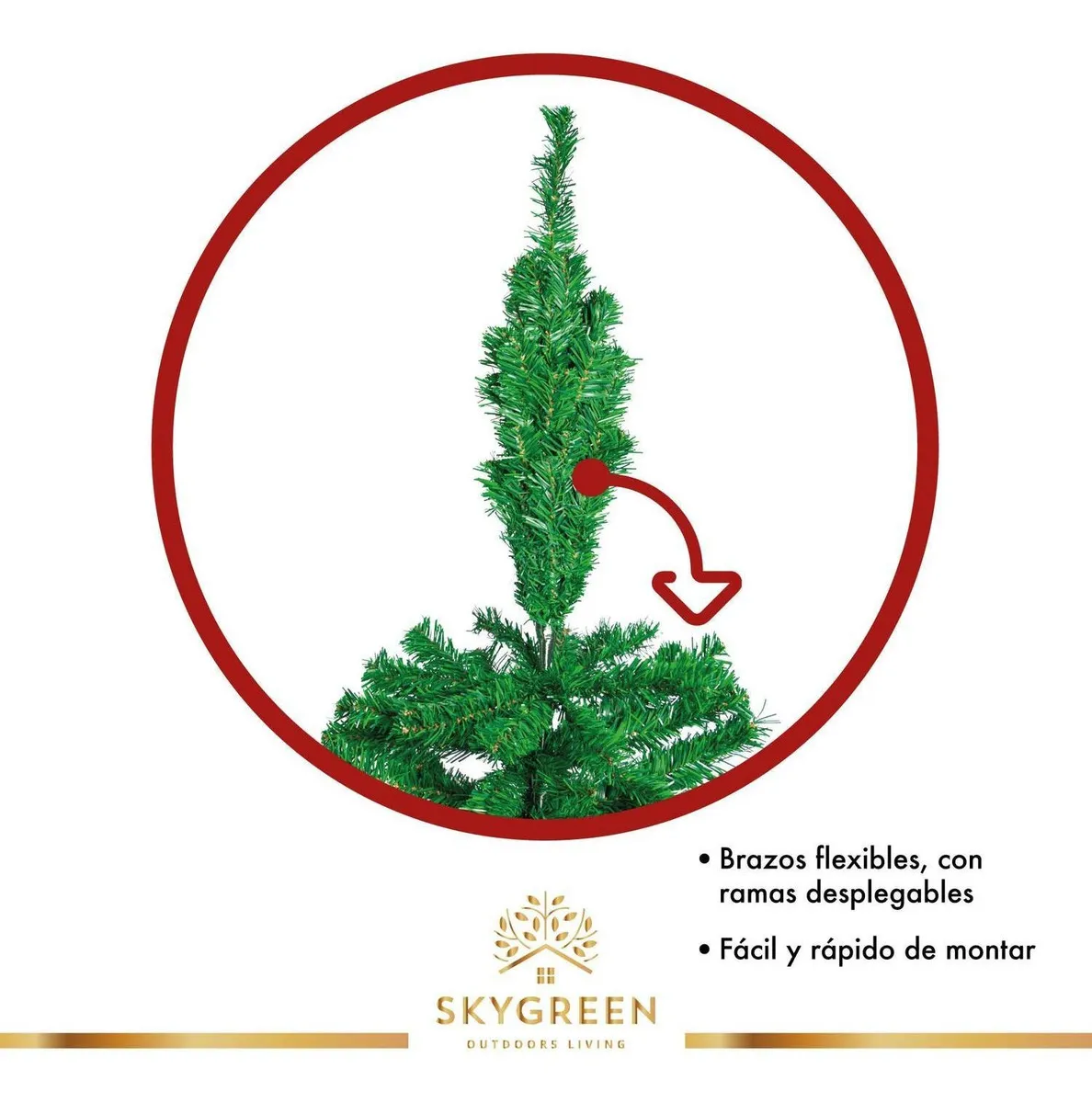Arbol Navidad Pino Navideño Artificial Frondoso 1.80 m y 650 Ramas Follaje Color Verde