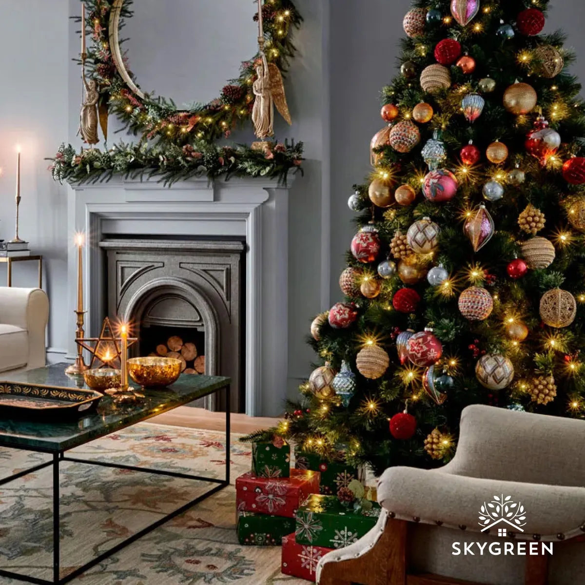 Arbol de Navidad Pino Navideño Artificial Frondoso 2.10 m y 1000 Ramas Follaje Color Verde