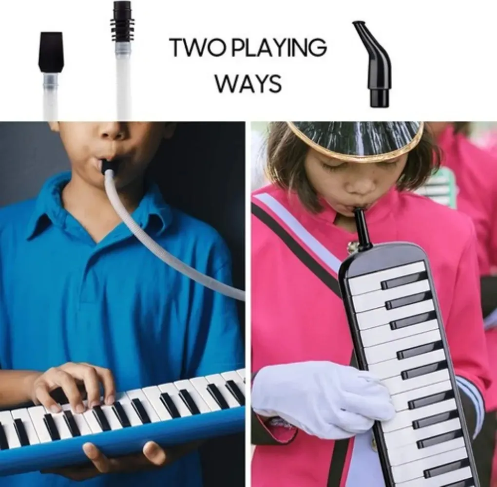Melodica Portatil 32 Teclas Teclado Piano para Niños Pequeños con Boquilla y Estuche Color Azul