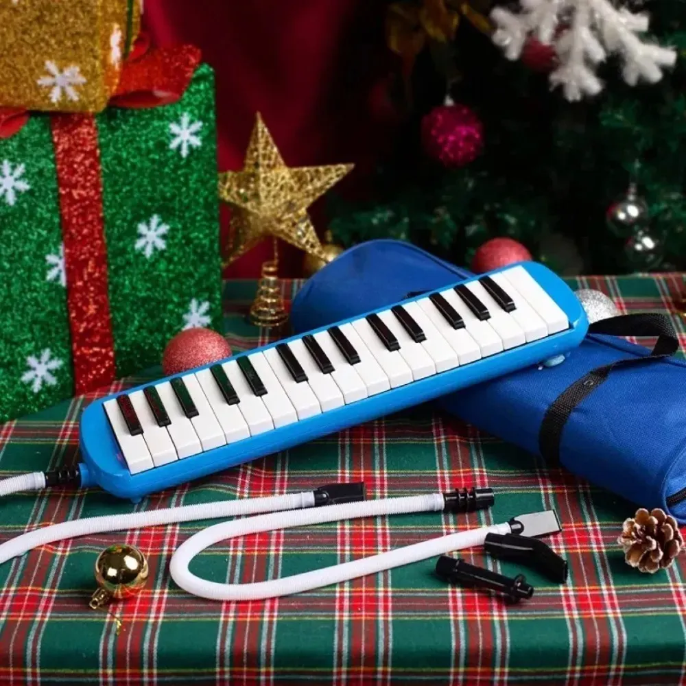 Melodica Portatil 32 Teclas Teclado Piano para Niños Pequeños con Boquilla y Estuche Color Azul