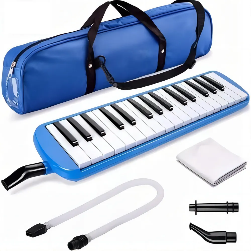 Melodica Portatil 32 Teclas Teclado Piano para Niños Pequeños con Boquilla y Estuche Color Azul