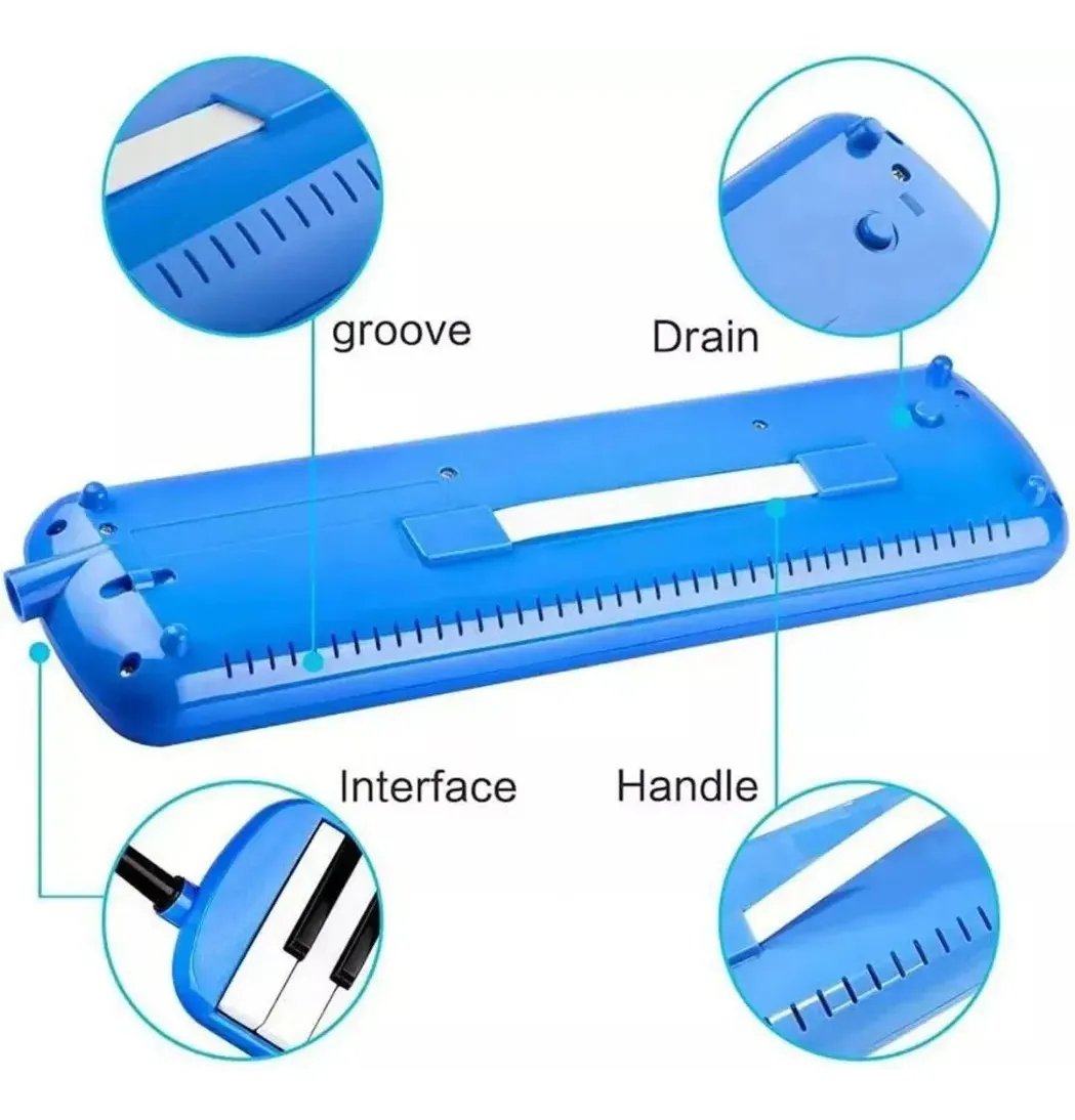 Melodica Portatil 32 Teclas Teclado Piano para Niños Pequeños con Boquilla y Estuche Color Azul