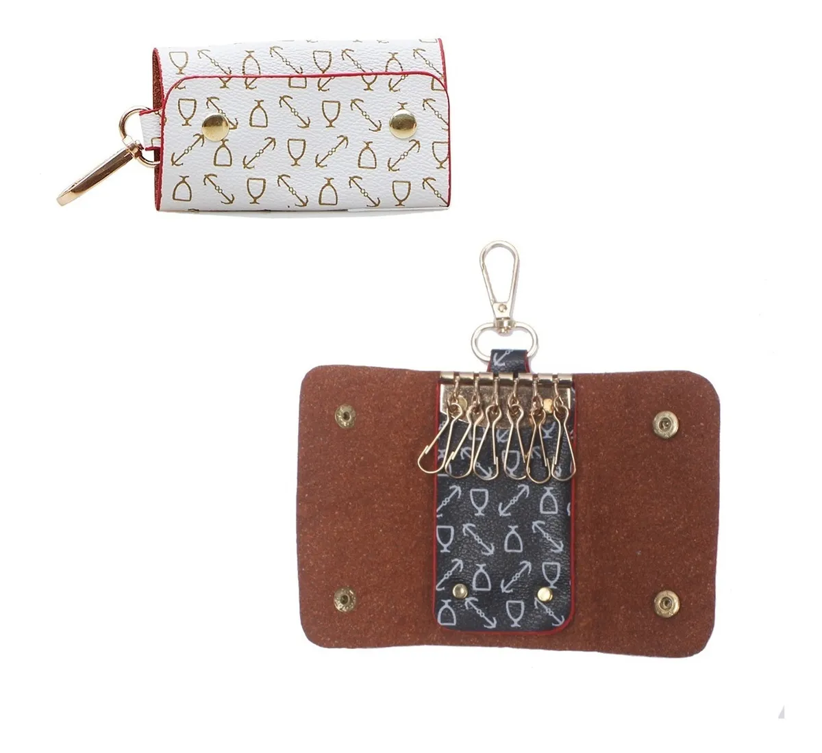 Set 6 Bolsas Mujer Cartera Estampada Moda Dama Cosmetiquera Bolso de Hombro con Asa Crossbody Color Beige