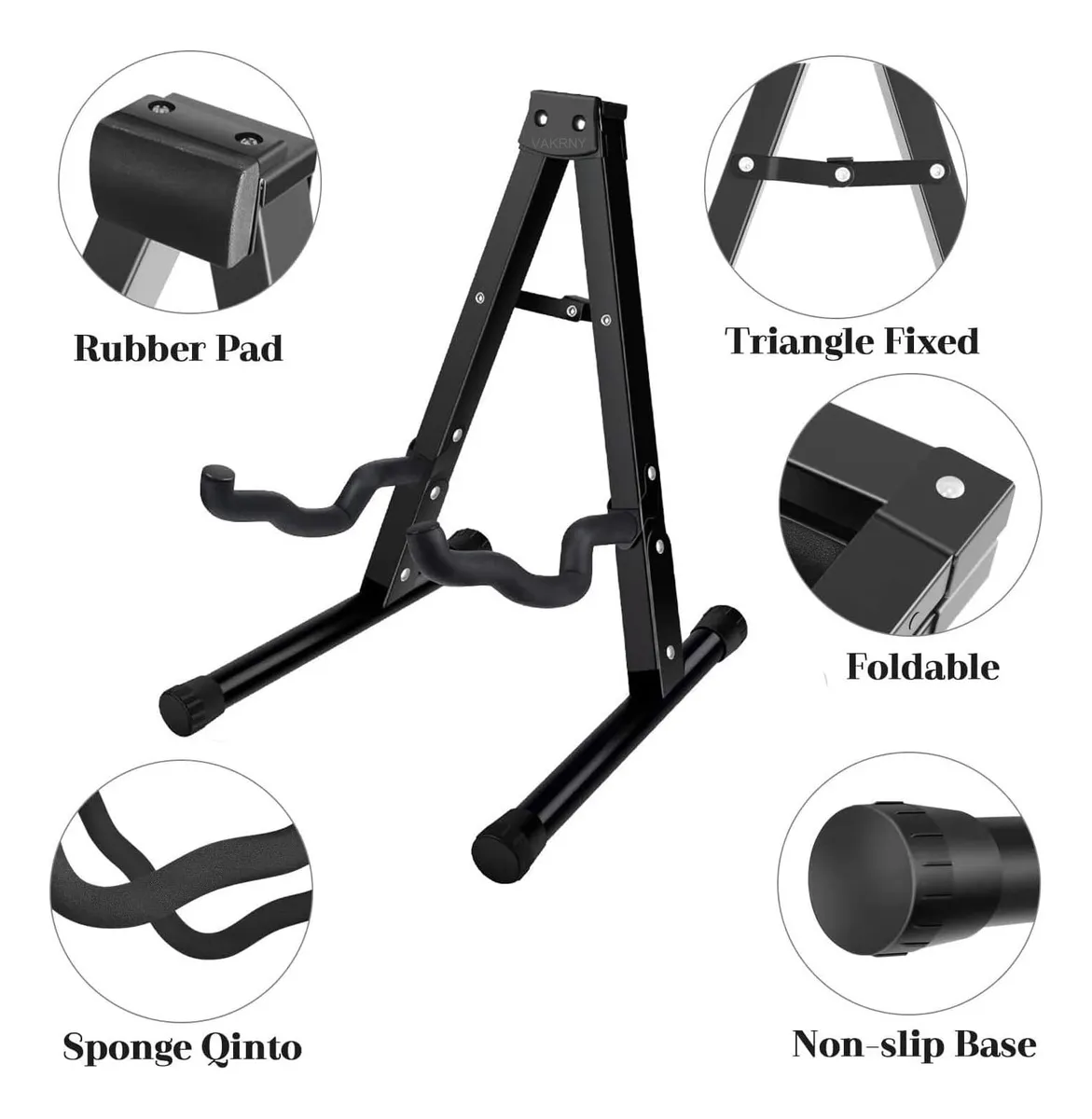 Base Plegable para Guitarra y Bajo Soporte Portatil Metalico con Espuma Protectora Antideslizante y Antirayaduras