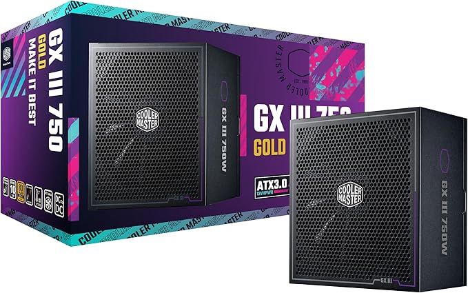Fuente de Poder Cooler Master MWE Gold V2 750W ATX 3.0 12V 80 Plus Gold 24 Pin PCIe 5.0 Full Modular Negro