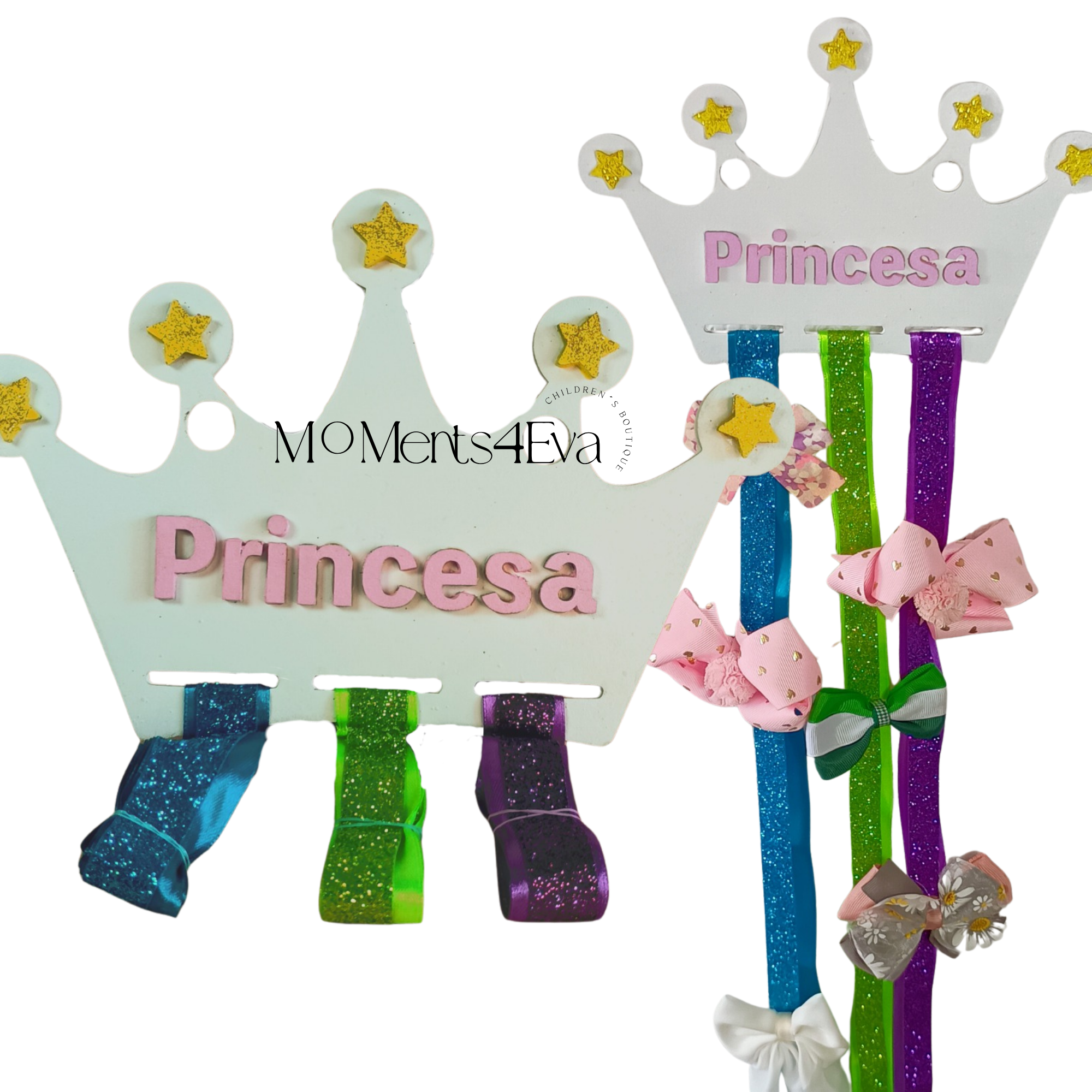 Porta Moños Corona Princesa Para Niñas Organizador De Moños