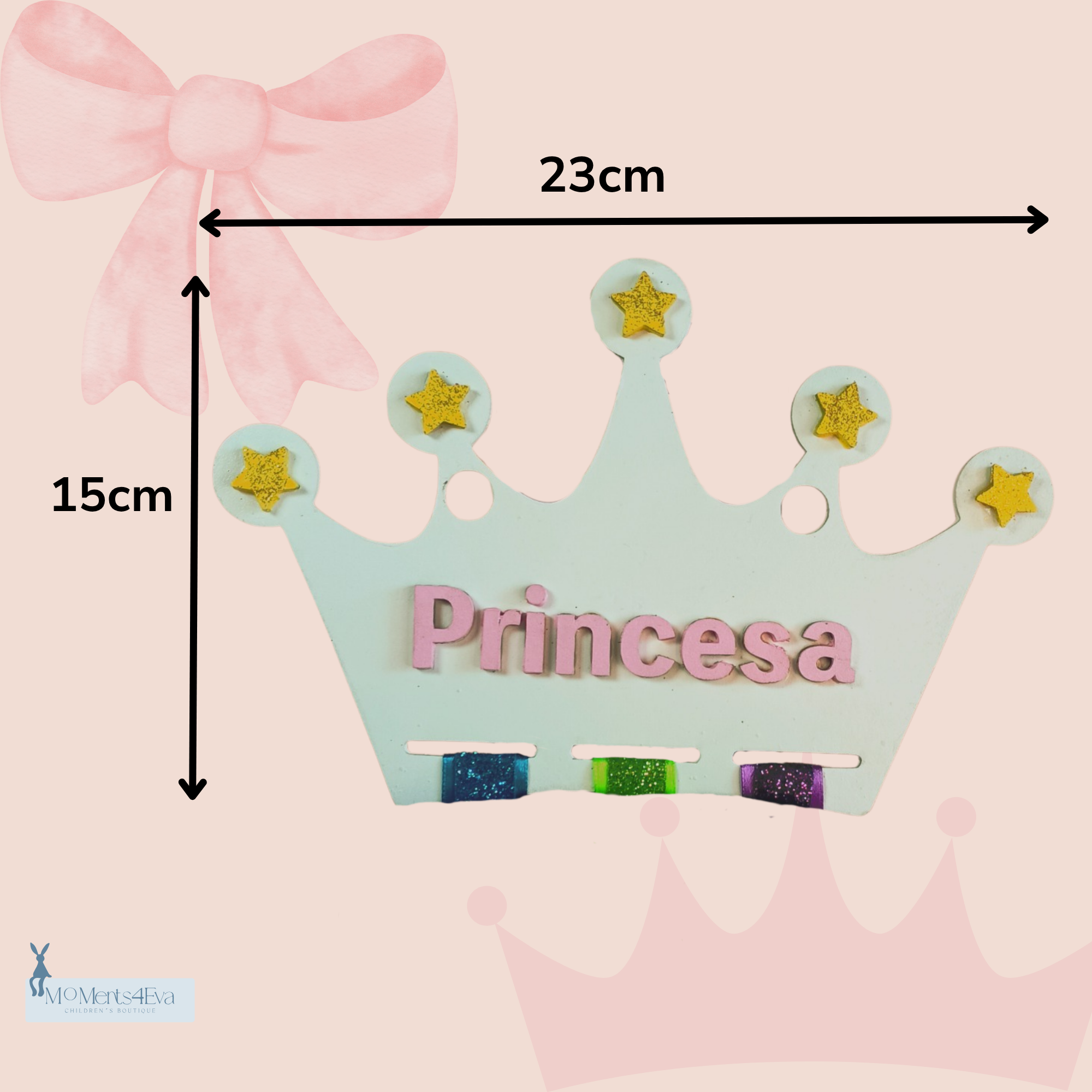 Porta Moños Corona Princesa Para Niñas Organizador De Moños