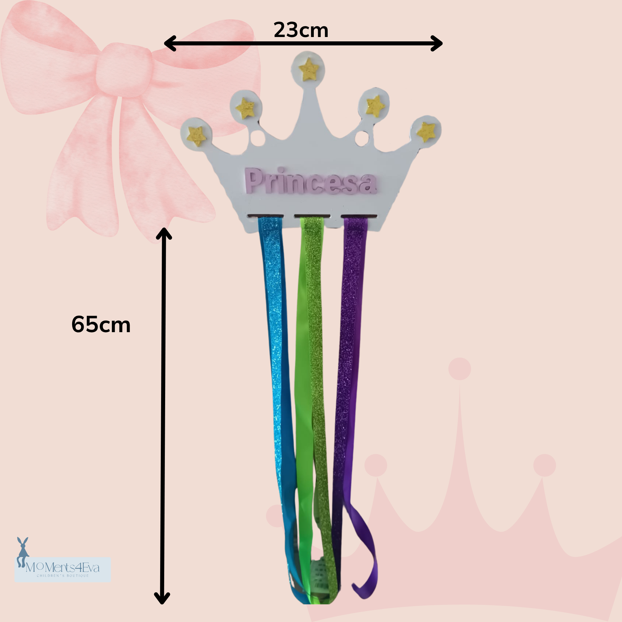 Porta Moños Corona Princesa Para Niñas Organizador De Moños