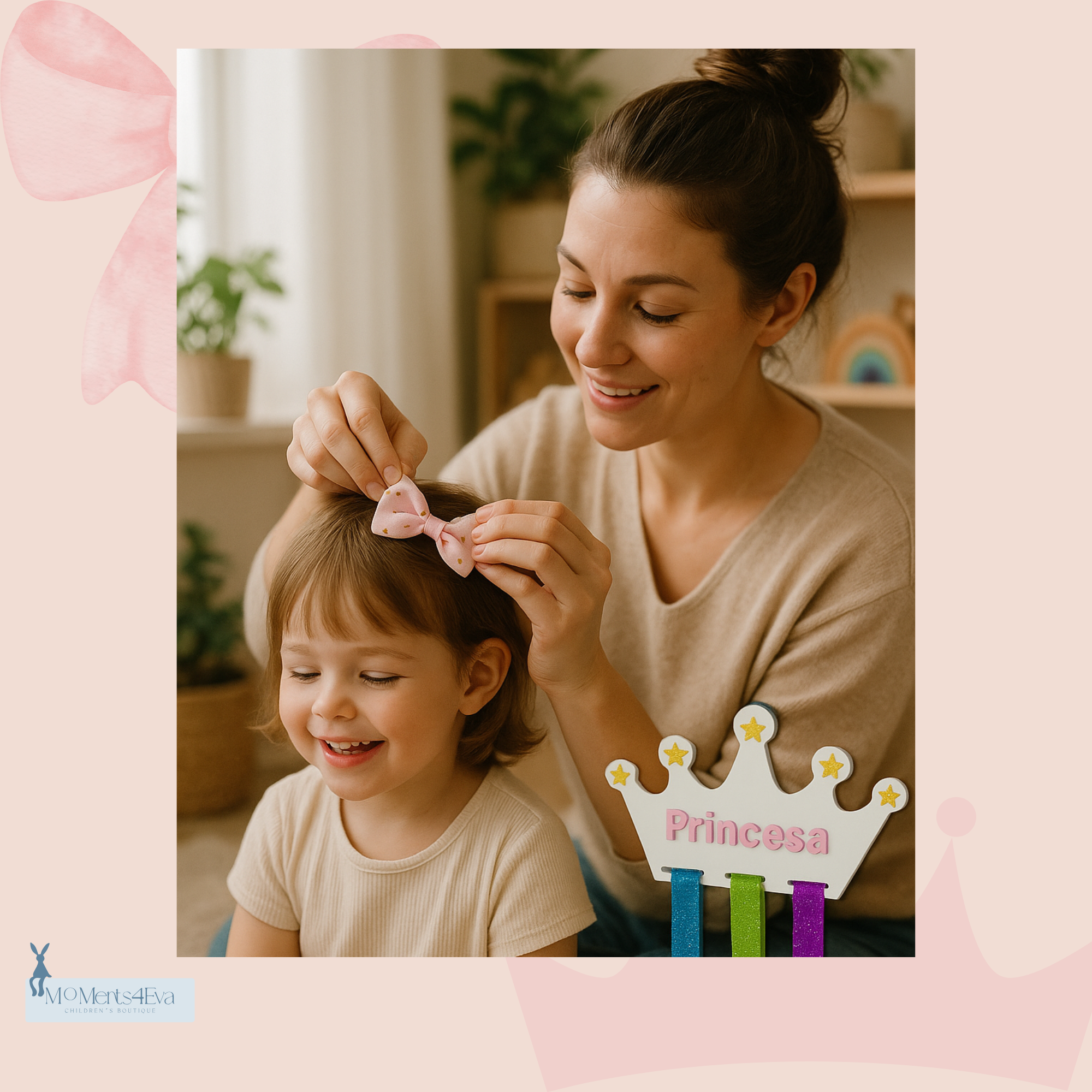Porta Moños Corona Princesa Para Niñas Organizador De Moños