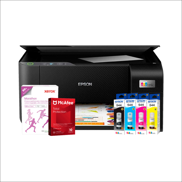 KIT MULTIFUNCIONAL EPSON L3210 ECOTANK USB + KIT DE TINTA + PAPEL ...