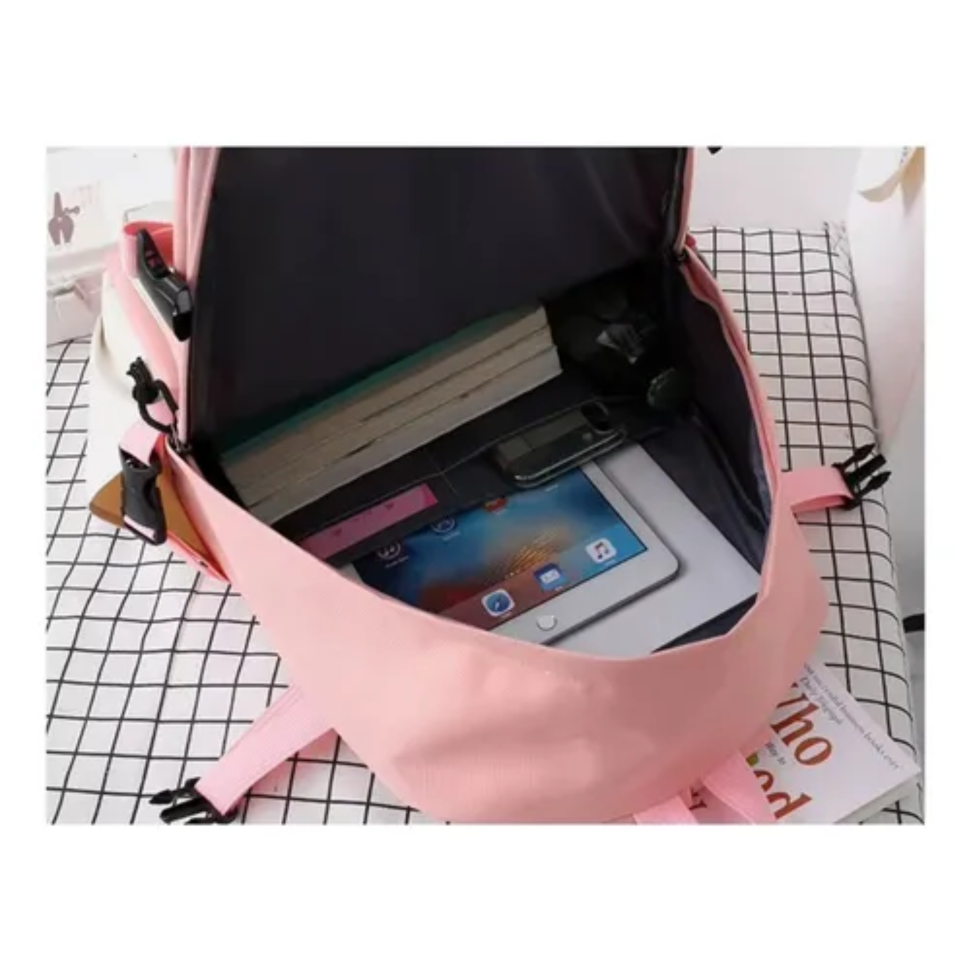 Mochila Coreana 5 En 1 Bolsa Escolar y de Viaje De Genero Musical KPop Versátil con 5 Usos  para Estudiantes y Viajeros
