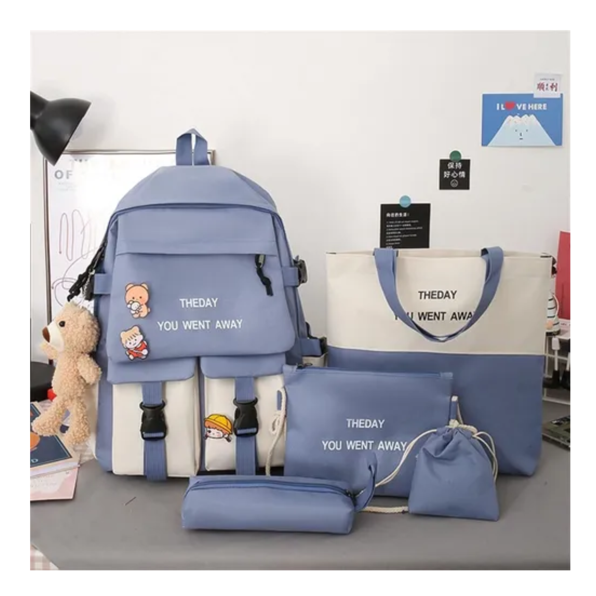 Mochila Coreana 5 En 1 Bolsa Escolar y de Viaje De Genero Musical KPop Versátil con 5 Usos  para Estudiantes y Viajeros