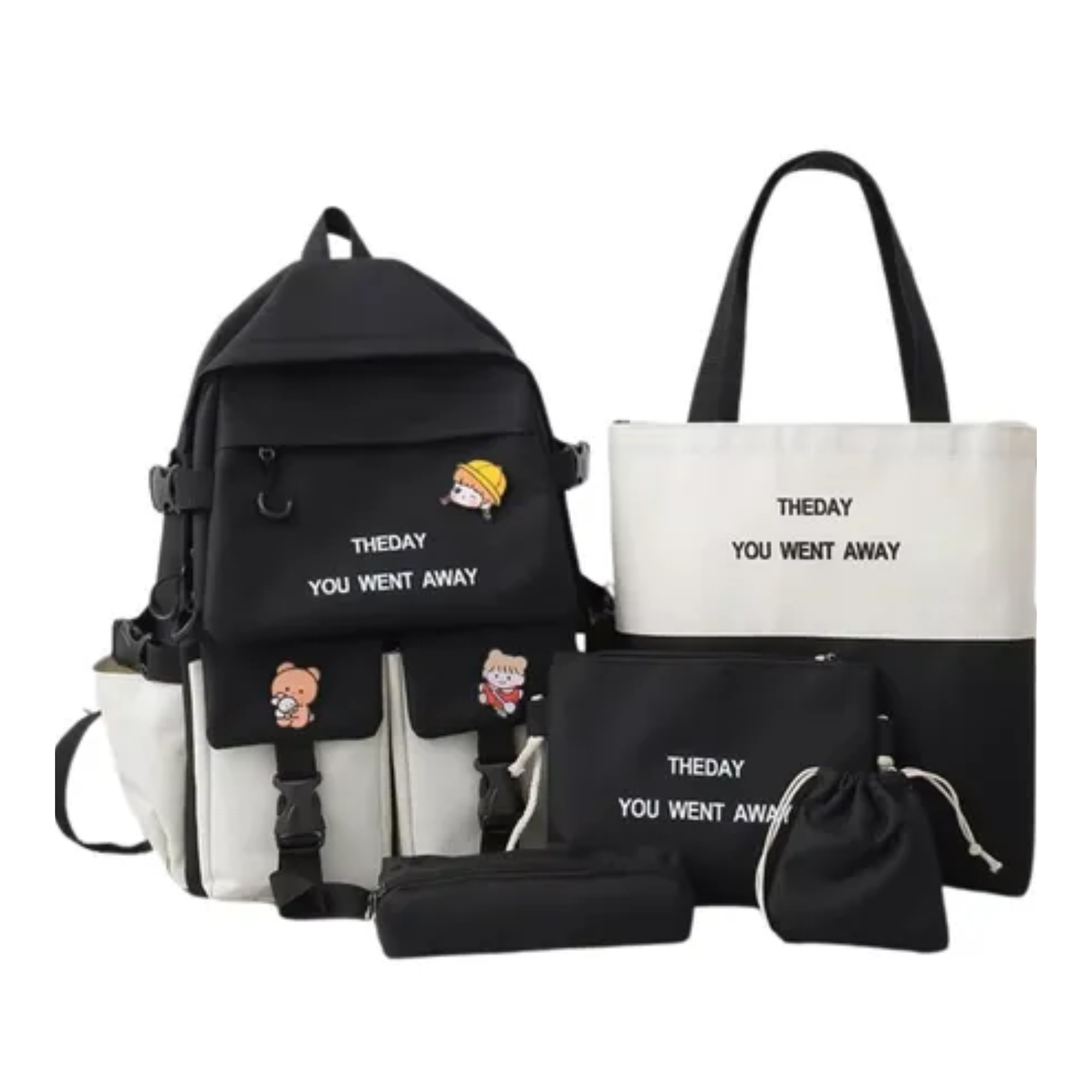 Mochila Coreana 5 En 1 Bolsa Escolar y de Viaje De Genero Musical KPop Versátil con 5 Usos  para Estudiantes y Viajeros