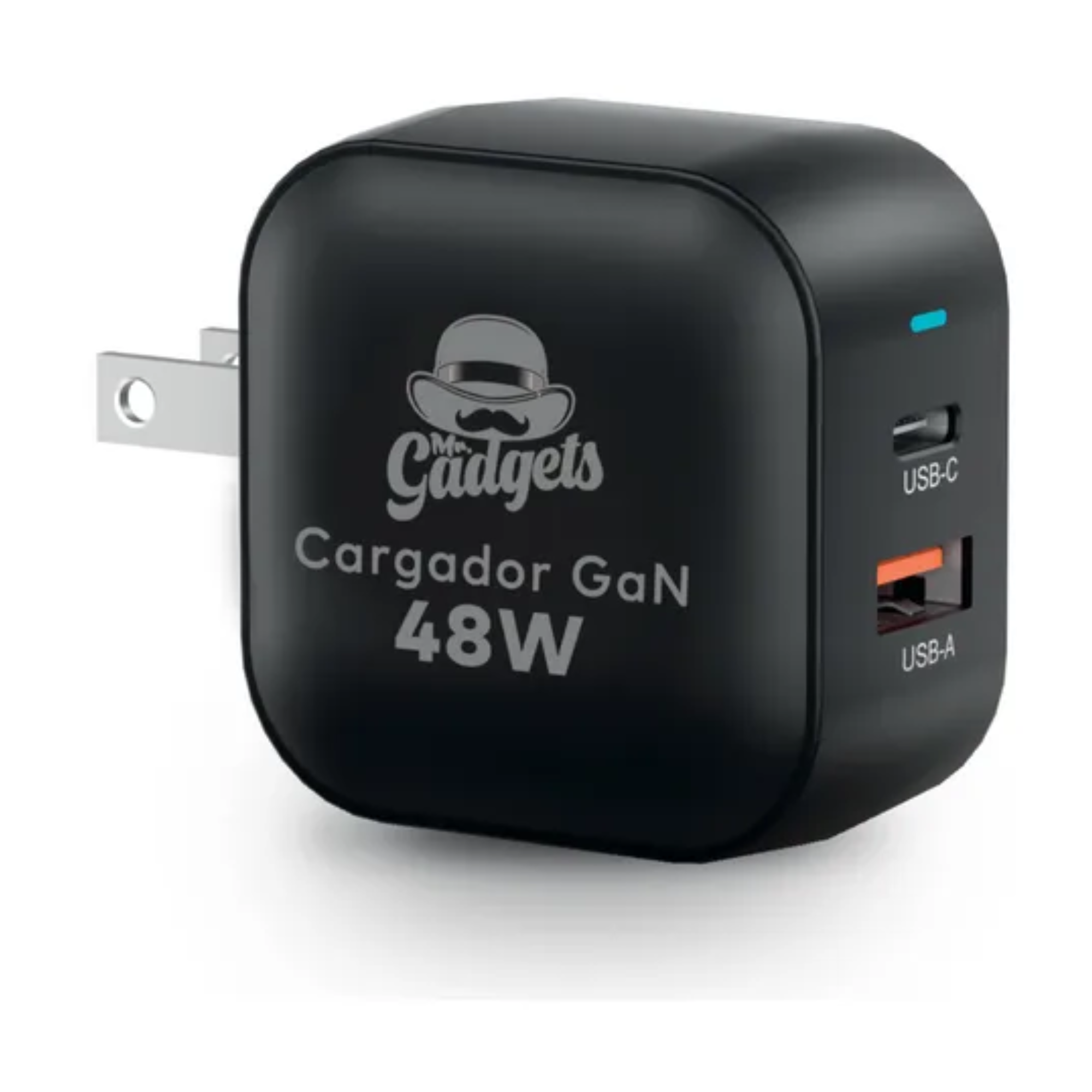 Cubo Adaptador De Corriente Power Cube 48w Cargador Carga Ultra Rápida Pd Qc Gan, 2 Puertos, Usb-c, Usb-a,