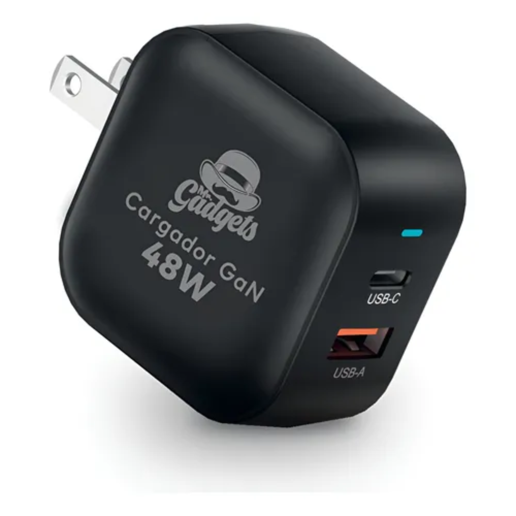 Cubo Adaptador De Corriente Power Cube 48w Cargador Carga Ultra Rápida Pd Qc Gan, 2 Puertos, Usb-c, Usb-a,