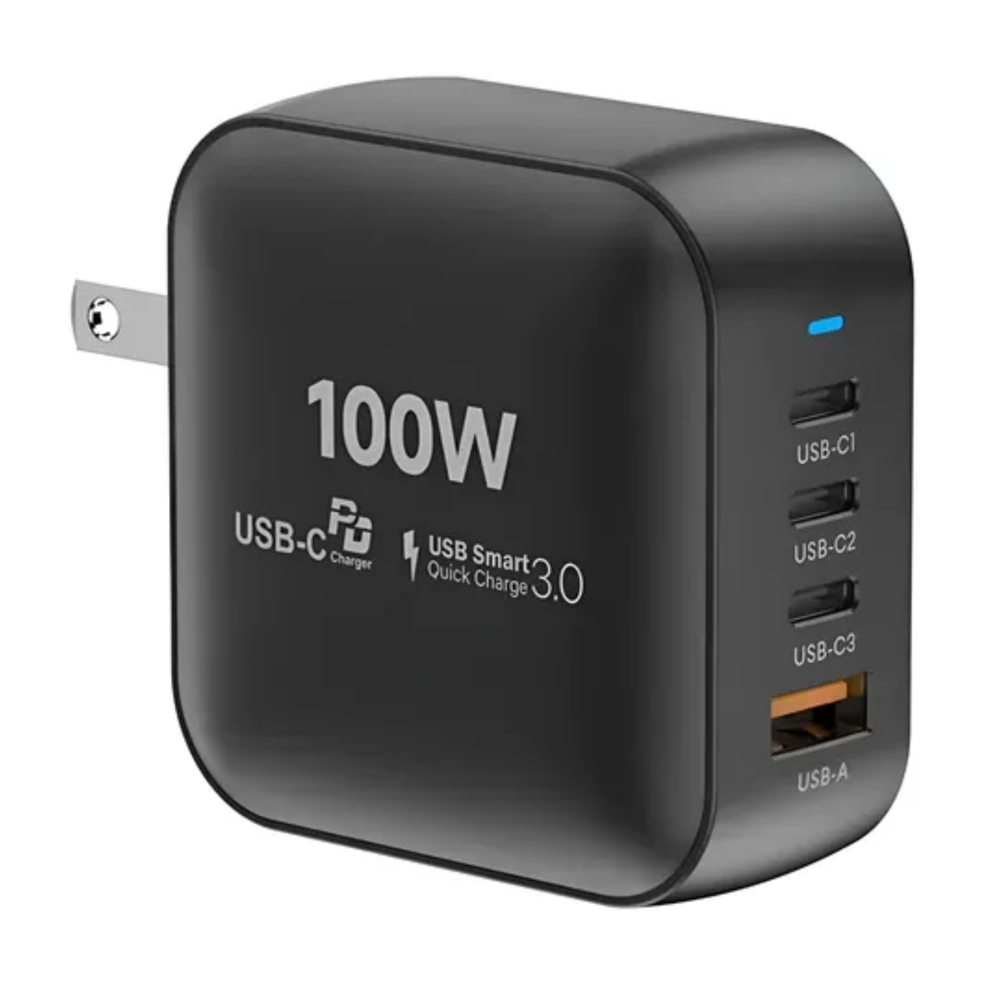 Cubo Adaptador Power Cube 100w Cargador Carga Ultra Rápida Pd Qc Gan, 4 Puertos, Usb-c, Usb-a, Compacto Leer Compatible