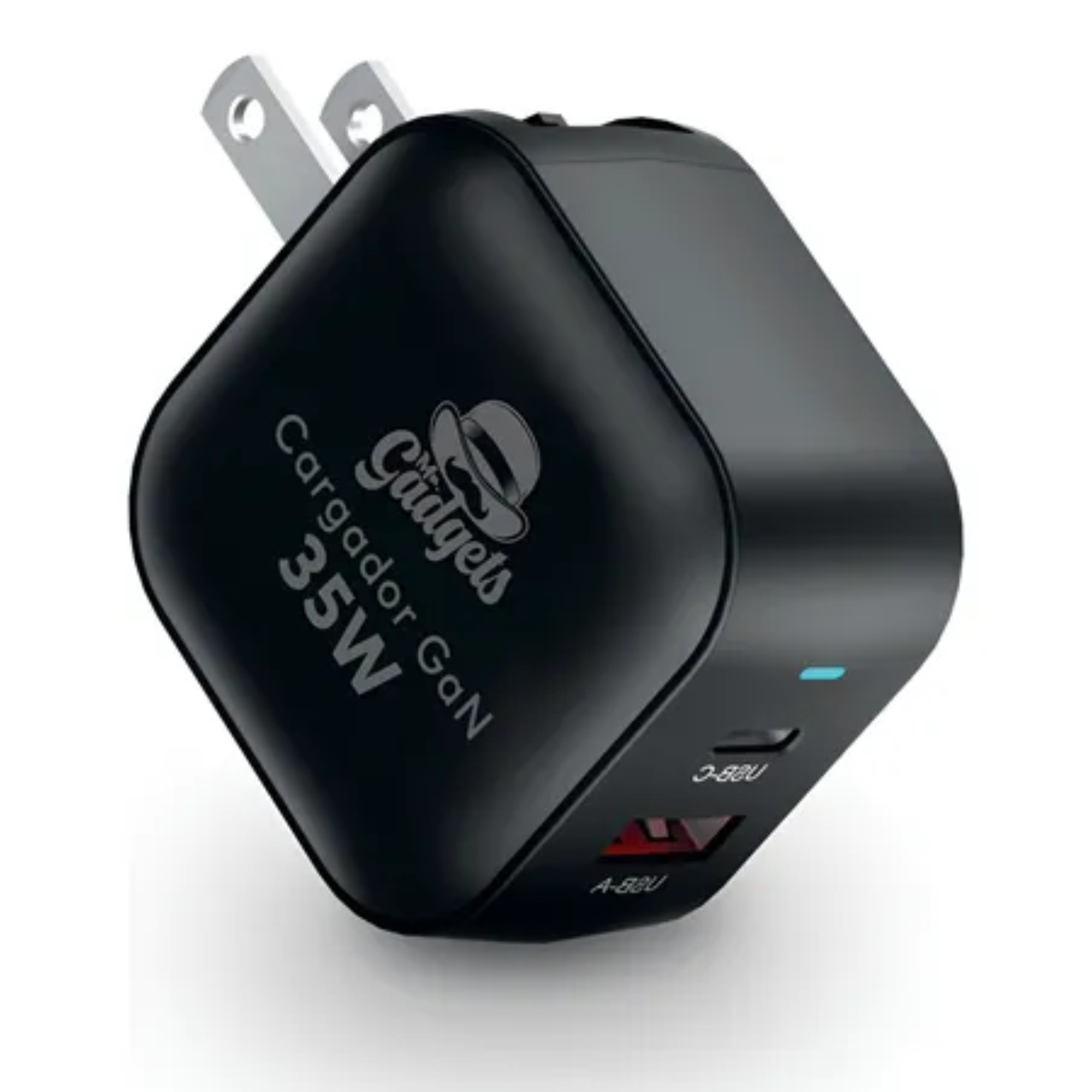 Cubo Adaptador De Corriente Power Cube Cargador Carga Ultra Rápida Pd Qc Gan 35w, 2 Puertos, Usb-c, Usb-a