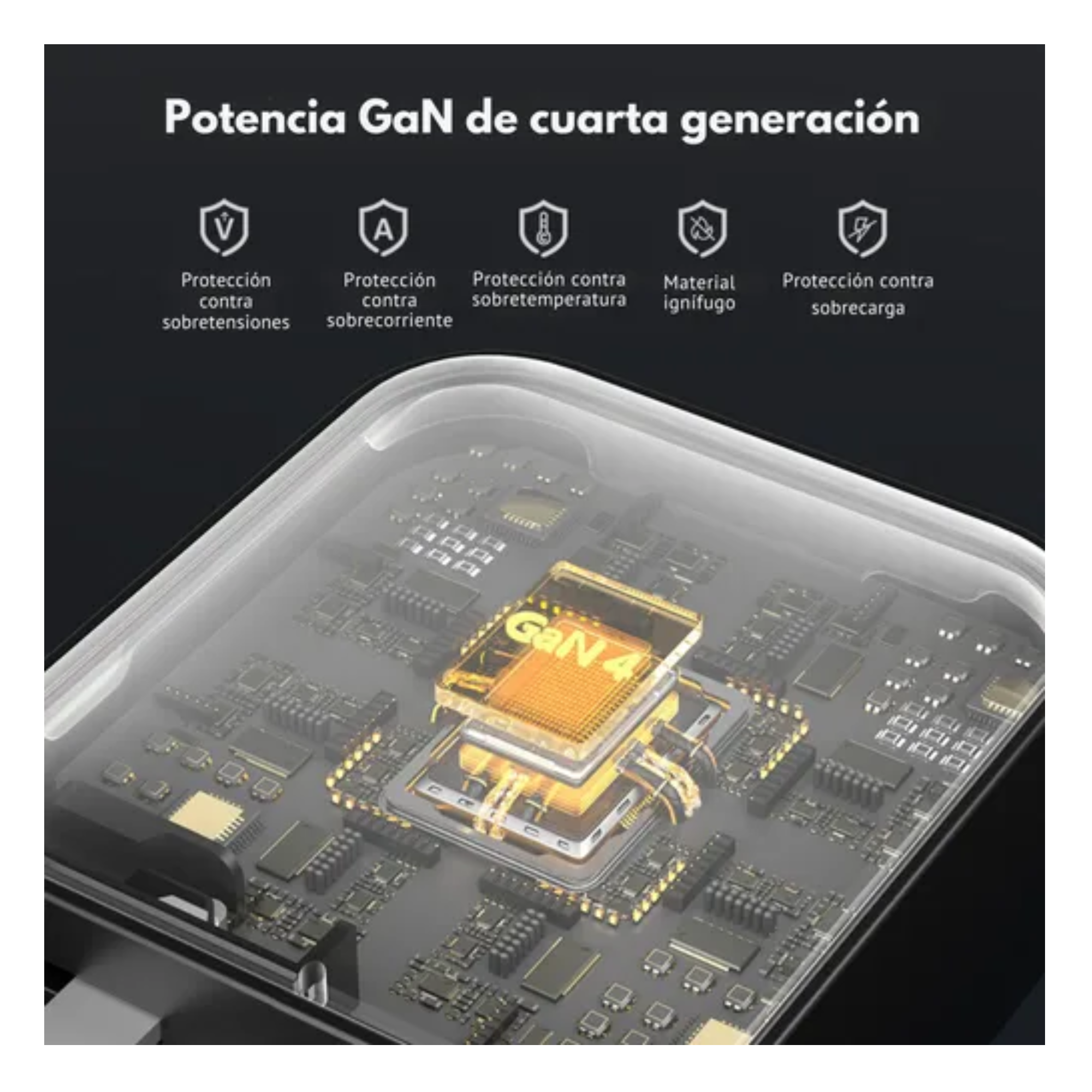 Cubo Adaptador Power Cube 100w Cargador Carga Ultra Rápida Pd Qc Gan, 4 Puertos, Usb-c, Usb-a, Compacto Leer Compatible