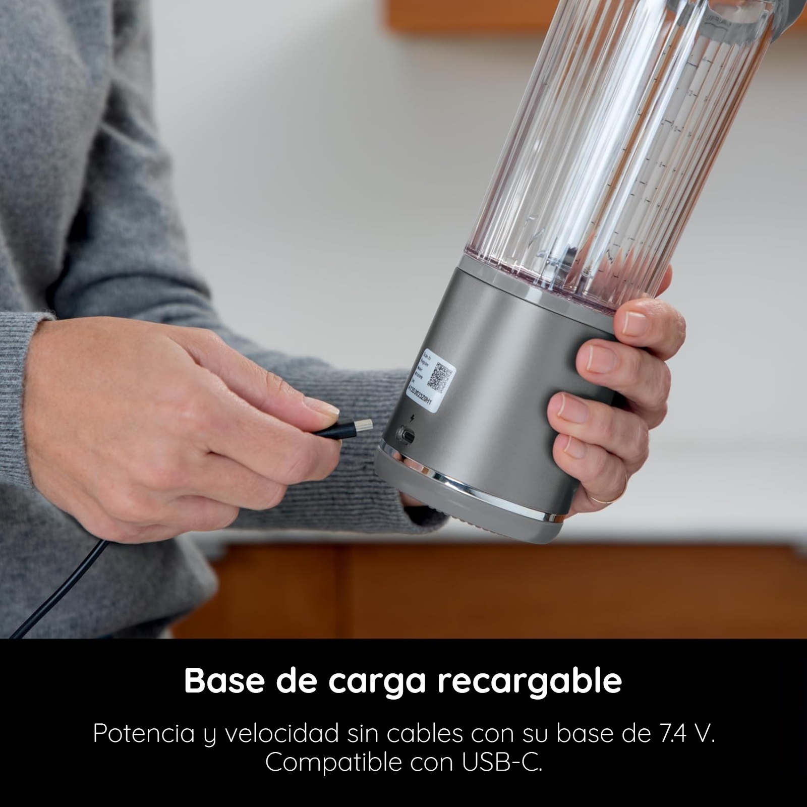 Licuadora Ninja Blast Portátil Recargable para Smoothies Batidos 532ml Gris (Reacondicionada con Garantía)