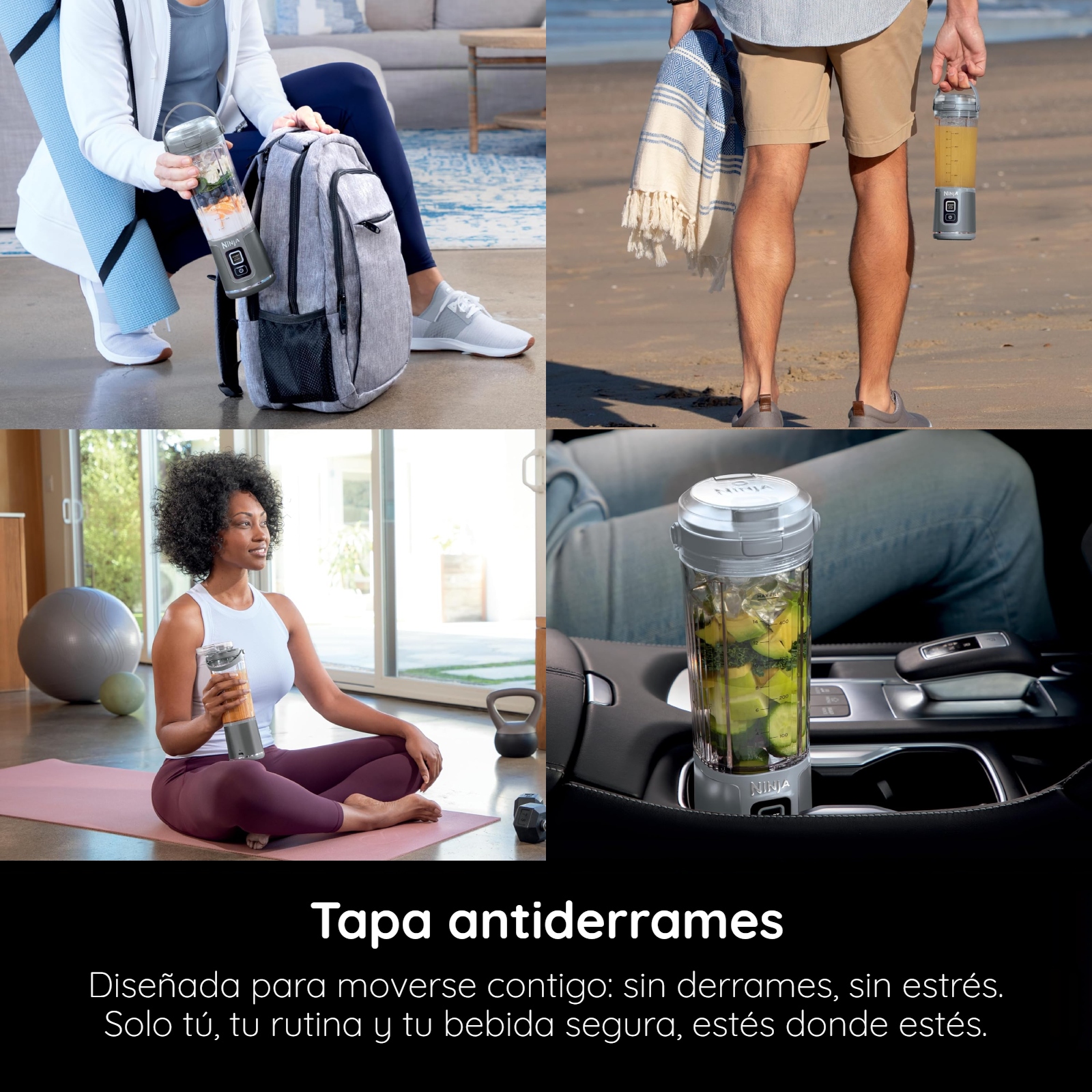 Licuadora Ninja Blast Portátil Recargable para Smoothies Batidos 532ml Gris (Reacondicionada con Garantía)