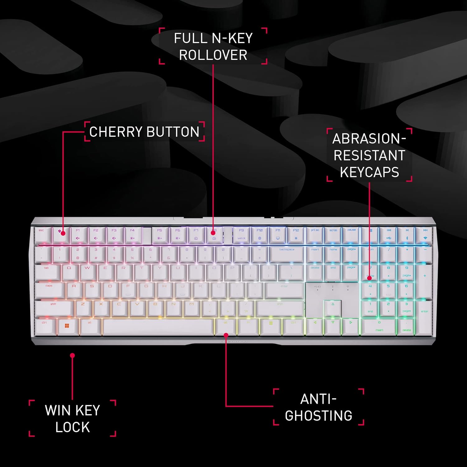 Cherry MX  Teclado3.0S inalámbrico RGB Mecanico MX Brown Switches Gaming  Negro Reacondicionado