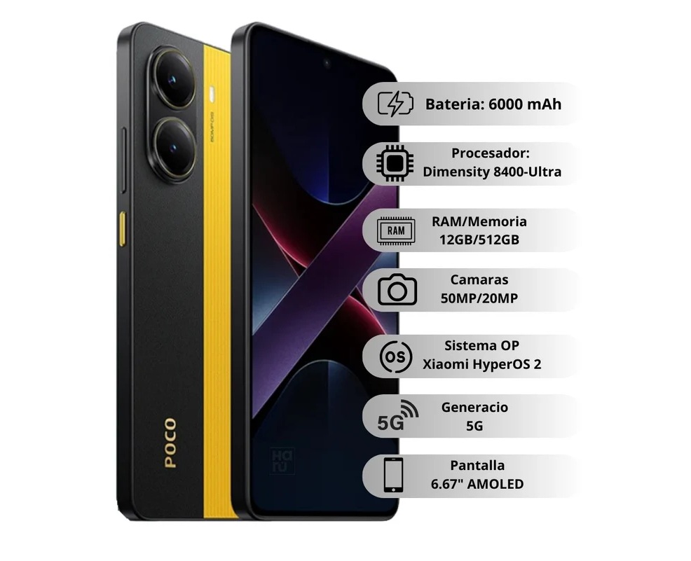 Xiaomi Poco X7 Pro 5G 512Gb 12Ram Color Amarillo Nuevo Libre