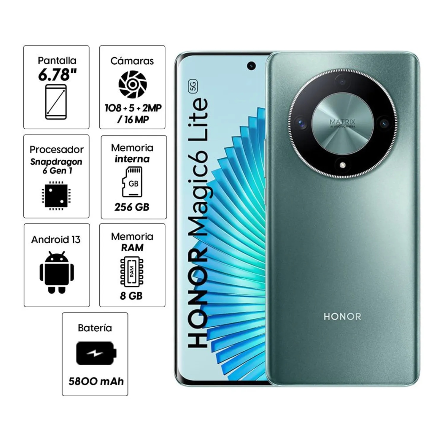 Honor Magic 6 Lite 256Gb 8Ram Color Verde Nuevo Libre