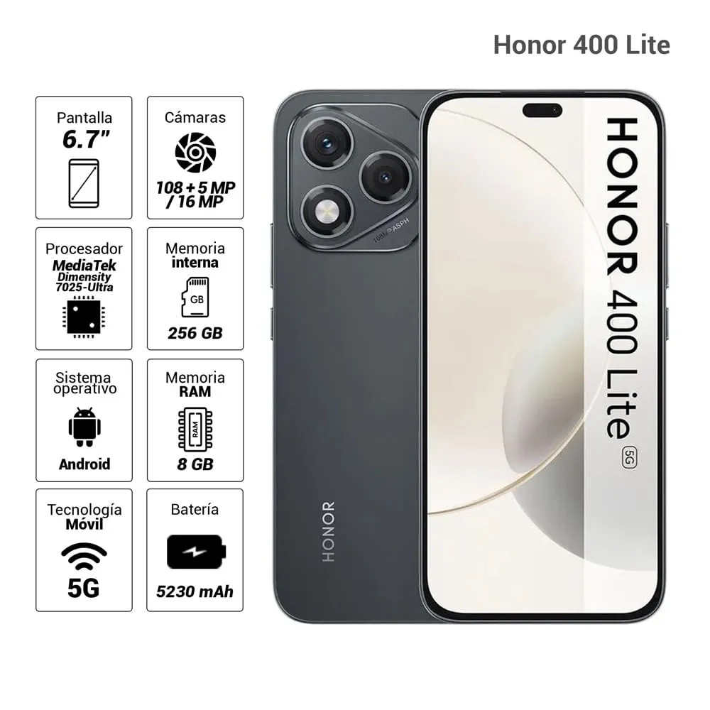 Honor 400 Lite 5G 256Gb 8Ram Color Negro Nuevo Libre
