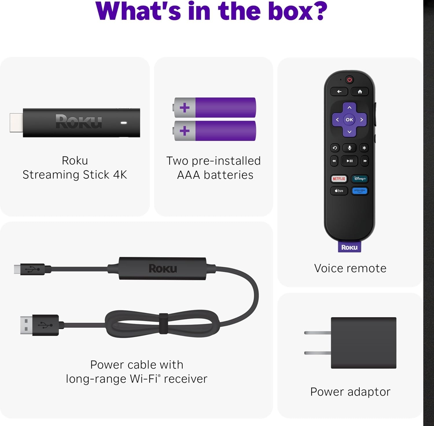 Roku Streaming Stick 4K 3820RW Color Negro