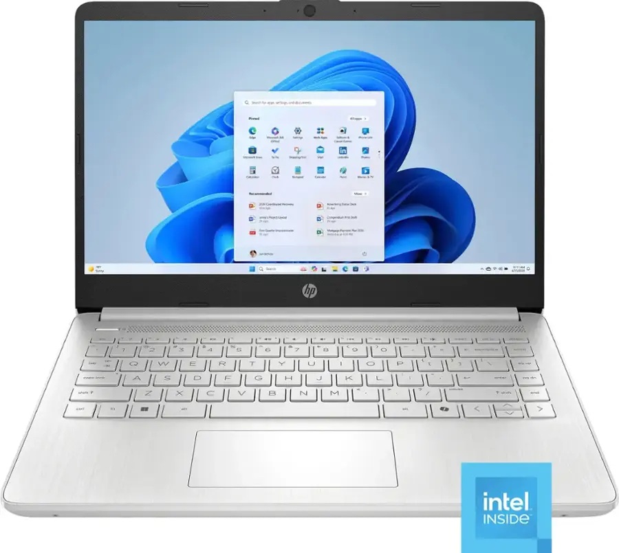 Laptop HP 14 DQ6011DX 14" HD Intel N150 4GB RAM 128GB SSD W11Home Color Plata