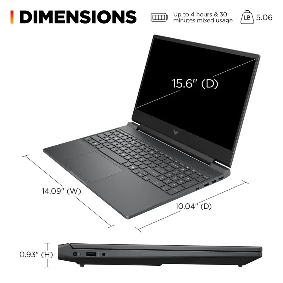 Laptop HP Victus 15.6" FHD Intel Core i5 8GB Ram 512GB SSD RTX3050 W11 Color Plata
