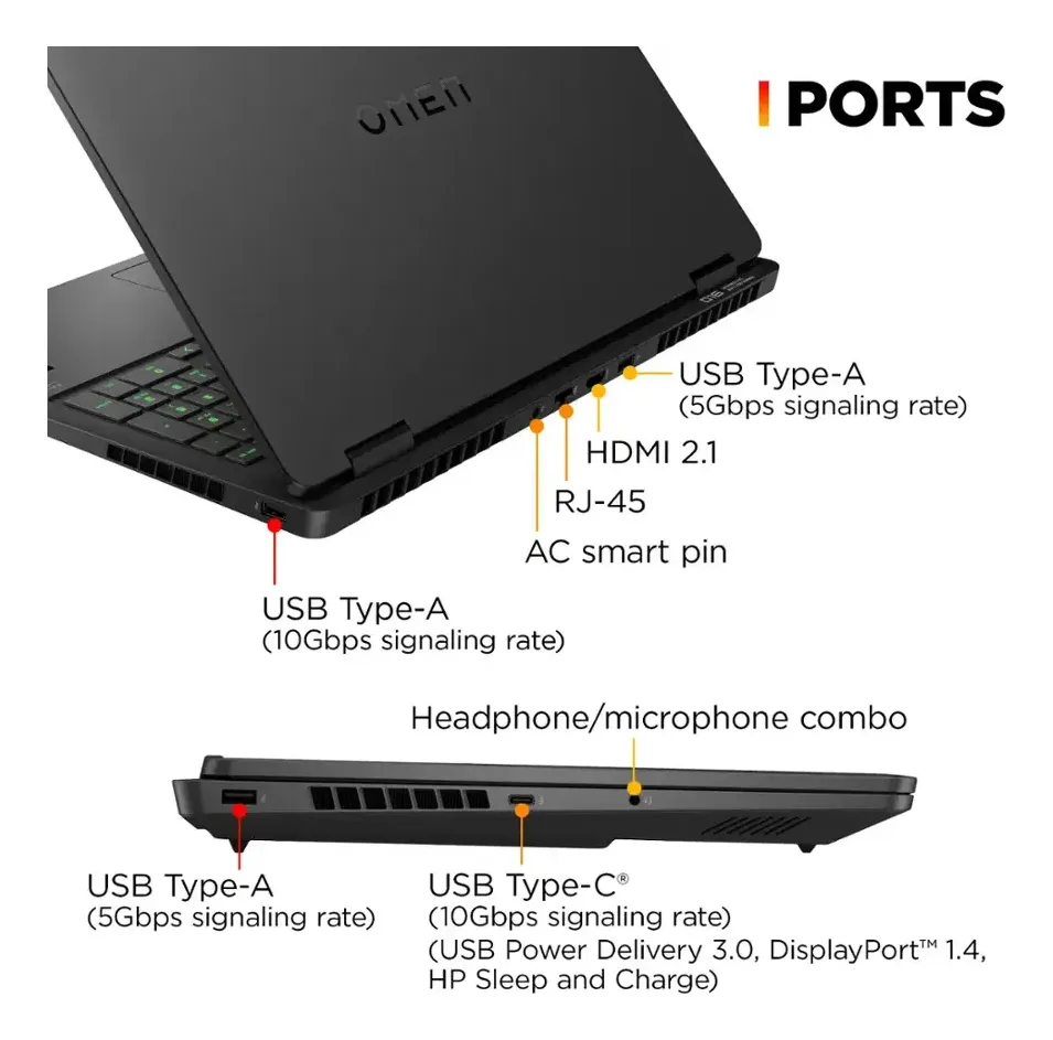 Laptop HP Omen 16 16" 2K Ultra 7 255H 16GB RAM 1TB SSD W11 RTX5060 Color Negro