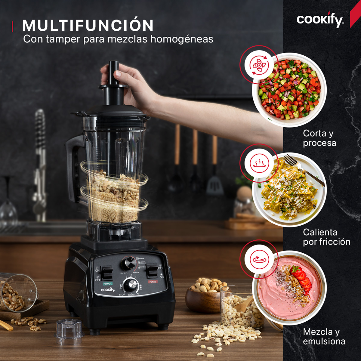 Licuadora Profesional Para Uso Rudo De 2 L + Tamper Cookify.