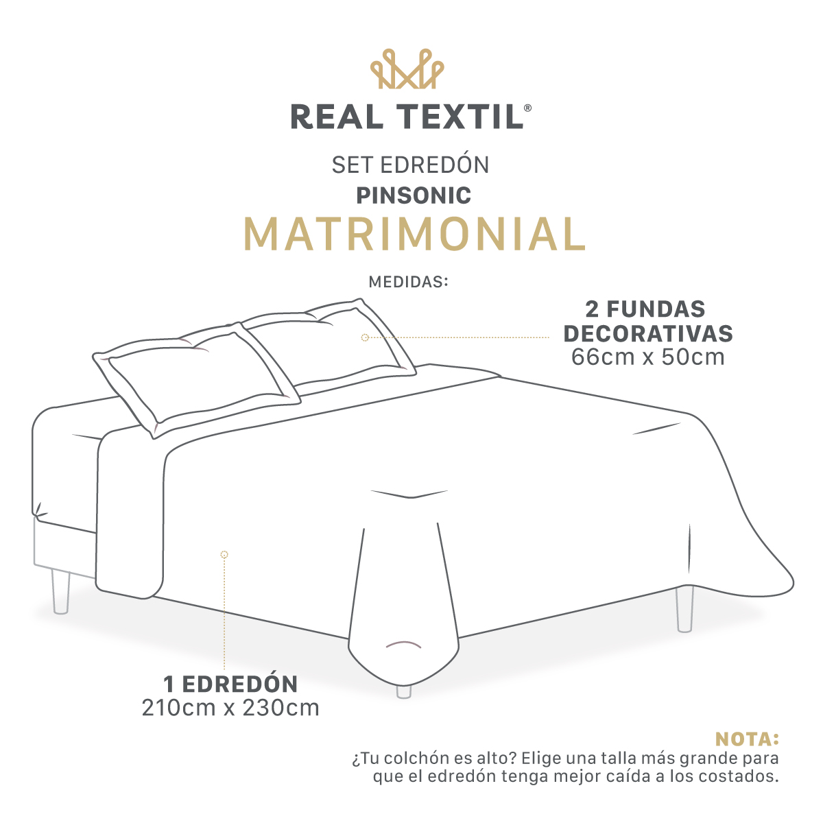 Edredón Ligero Matrimonial Doble Vista con Fundas Azul Marino - Gris Oscuro REAL TEXTIL.